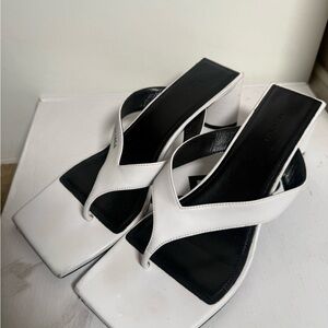Balenciaga White and Black Heeled Sandals
